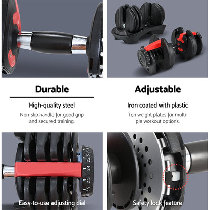 Peak Performance 24kg Adjustable Dumbbell - Precision Fitness at Home