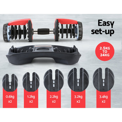 Peak Performance 24kg Adjustable Dumbbell - Precision Fitness at Home