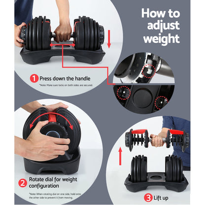 Peak Performance 24kg Adjustable Dumbbell - Precision Fitness at Home